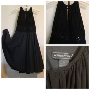 Black dress tie in the back